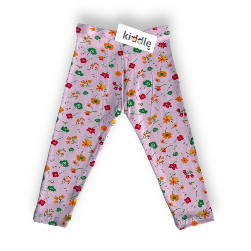 Stretchable Pink Tights with Printed Flowers - Baby Girl Leggings Tights - Kiddle