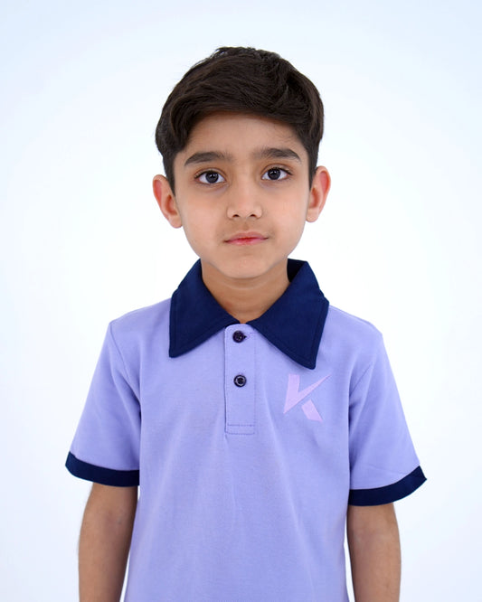 Lavender Contrast Collar Polo for Boys