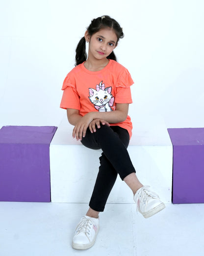 Marie Cat T-shirt – Coral
