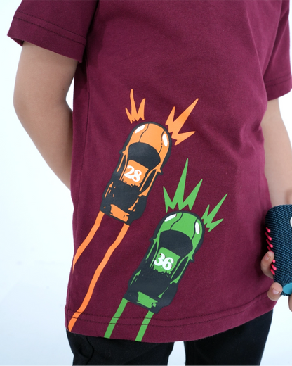 Maroon Racing Car T-shirt