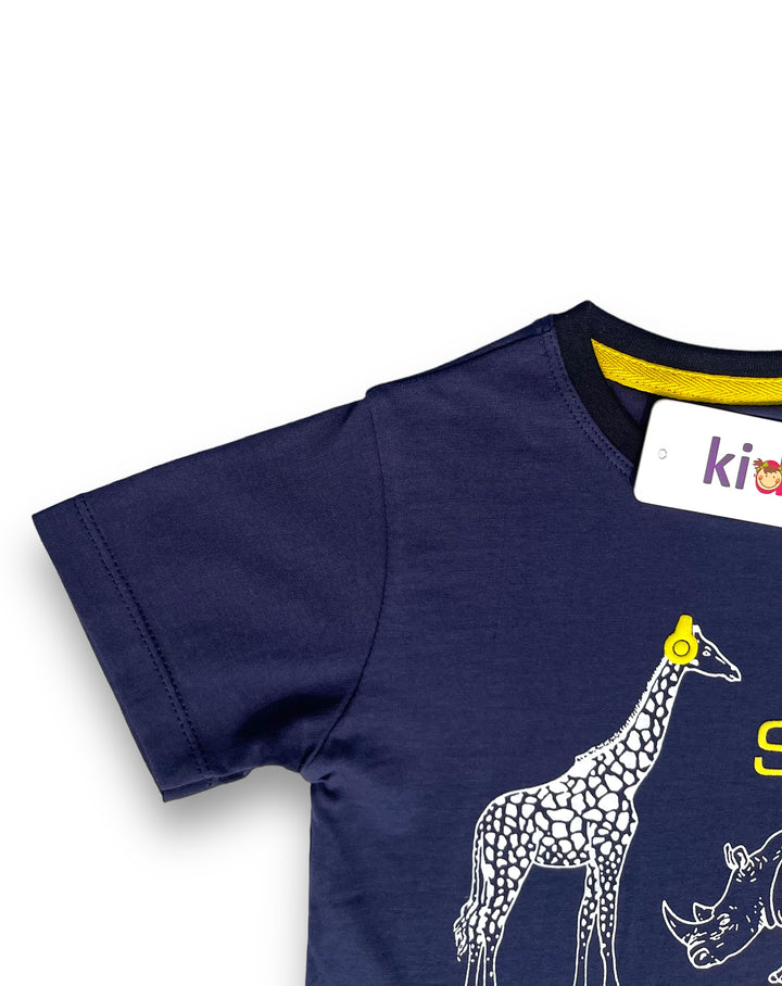 T-Shirt Wild Safari Navy Blue - Fancy T Shirt for Boy - Kiddle