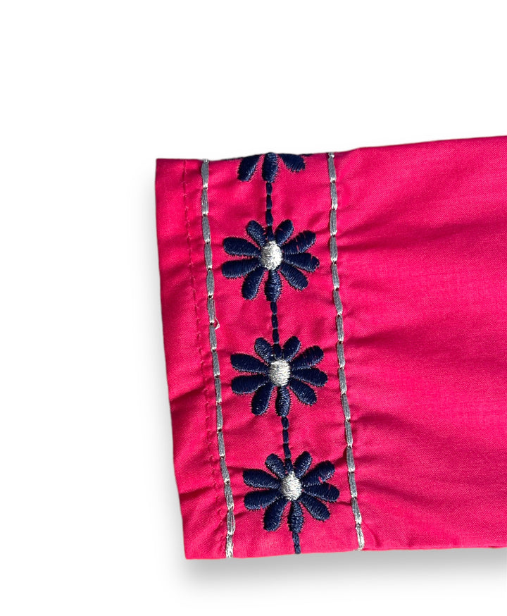 Pink Kurti with Embroidery - Hand Embroidery Designs for Kurtis