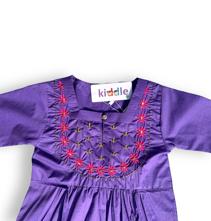 Purple Kurti with Embroidery - Comfortable Kurti - Kiddle