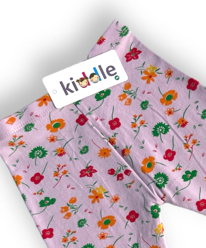 Stretchable Pink Tights with Printed Flowers - Baby Girl Leggings Tights - Kiddle