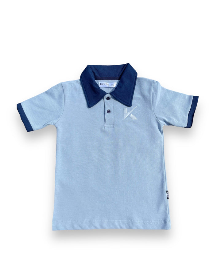 Polo Shirt Light Blue With Navy Blue Collar - Polo T Shirts Price in Pakistan