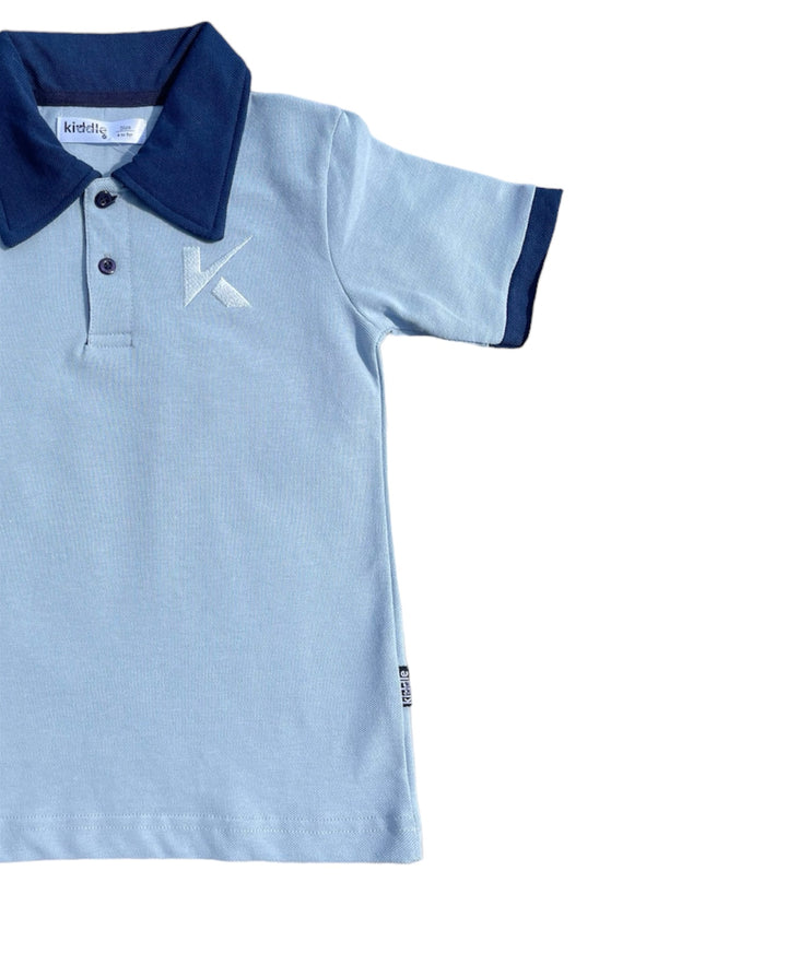 Polo Shirt Light Blue With Navy Blue Collar - Polo T Shirts Price in Pakistan