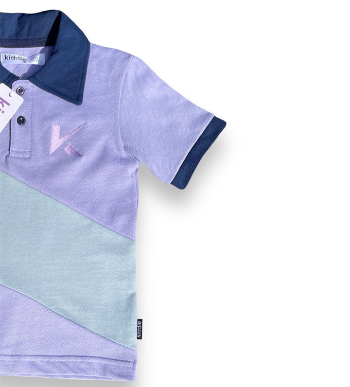 Polo Shirt Purple & Light Green With Navy Blue Collar - Polo T Shirts in Karachi