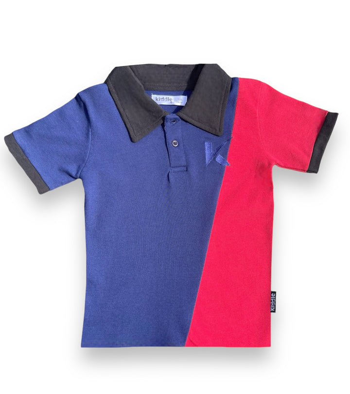 Polo Shirt Red & Navy Blue With Black Collar - Polo Shirts Online Pakistan - Kiddle