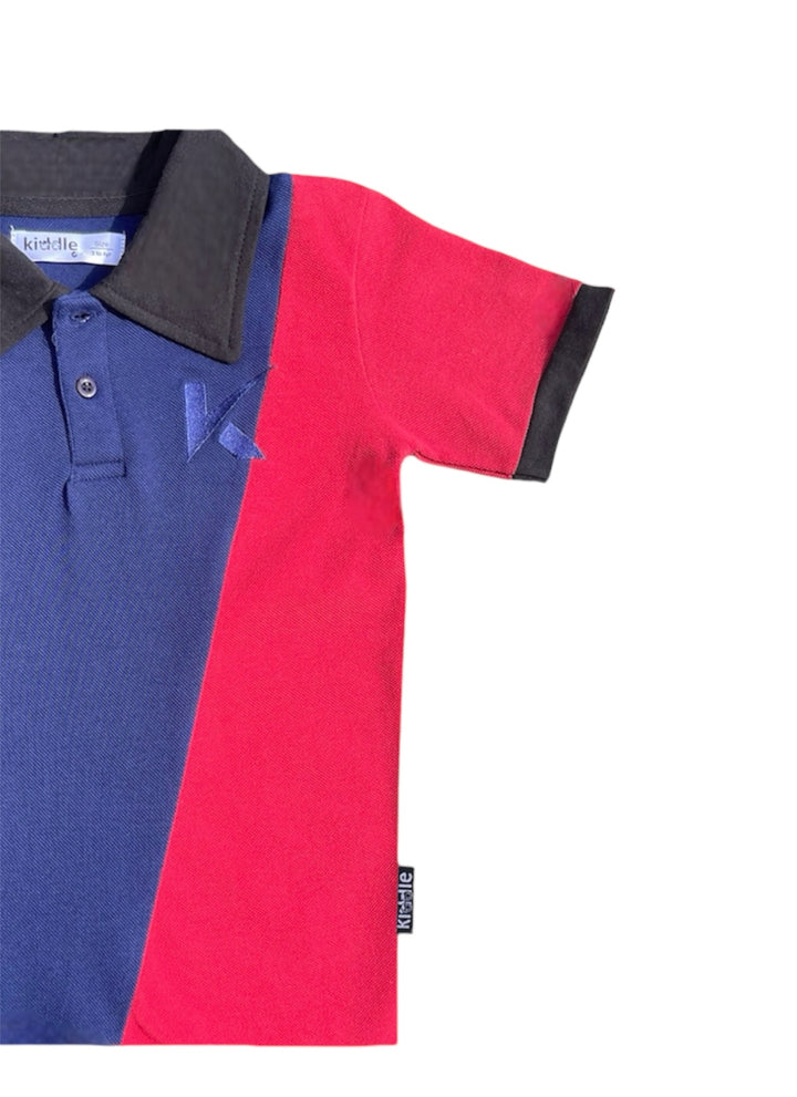 Polo Shirt Red & Navy Blue With Black Collar - Polo Shirts Online Pakistan - Kiddle