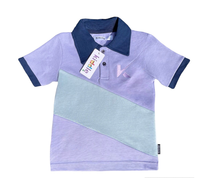 Polo Shirt Purple & Light Green With Navy Blue Collar - Polo T Shirts in Karachi