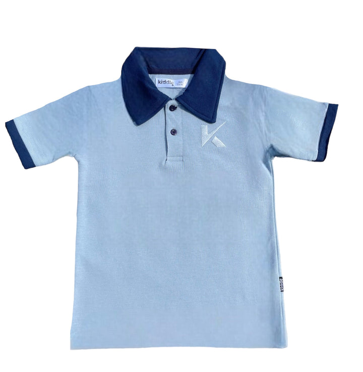 Polo Shirt Light Blue With Navy Blue Collar - Polo T Shirts Price in Pakistan