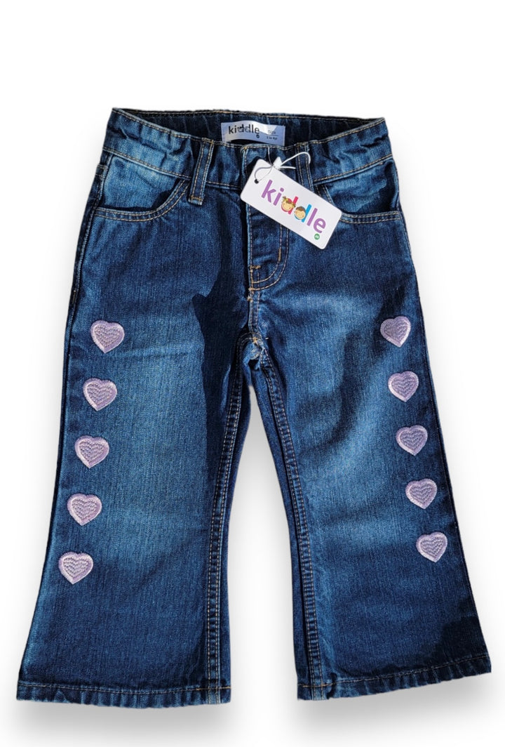 Pink Heart Embroided Blue Denim Pant - Jeans Pant Price in Pakistan