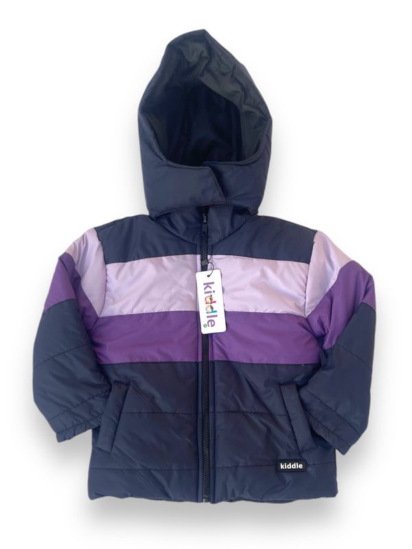 Purple Contrast Puffer Hooded Jacket - Jackets in Lahore - Kiddle