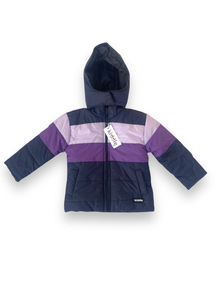 Purple Contrast Puffer Hooded Jacket - Jackets in Lahore - Kiddle