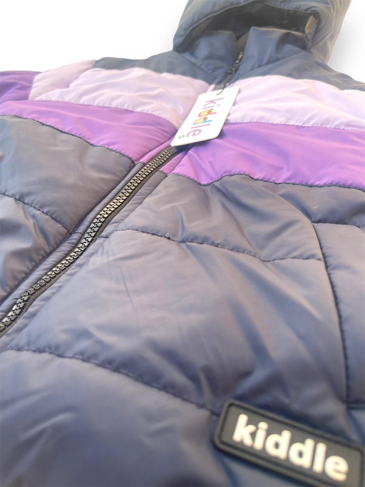 Purple Contrast Puffer Hooded Jacket - Jackets in Lahore - Kiddle