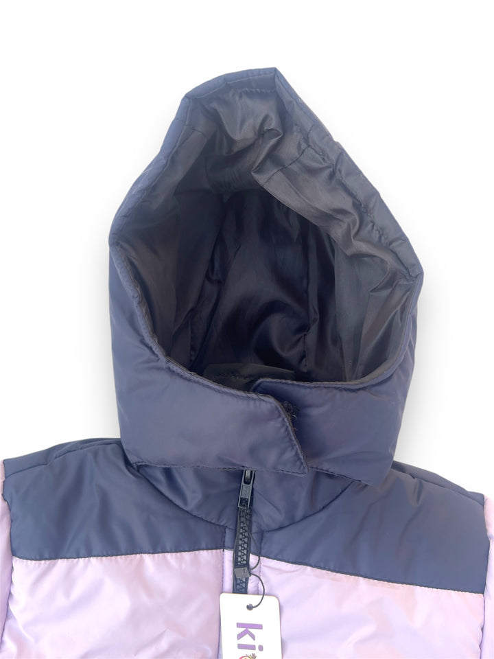 Purple Contrast Puffer Hooded Jacket - Jackets in Lahore - Kiddle