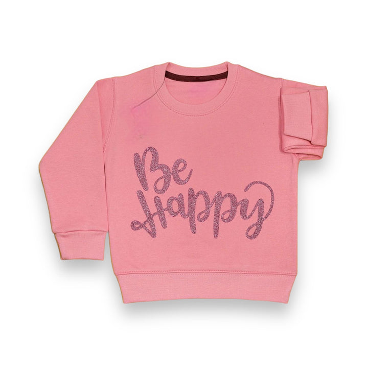 Be happy Pink Modern Sweatshirt - Sweatshirt For Girls
