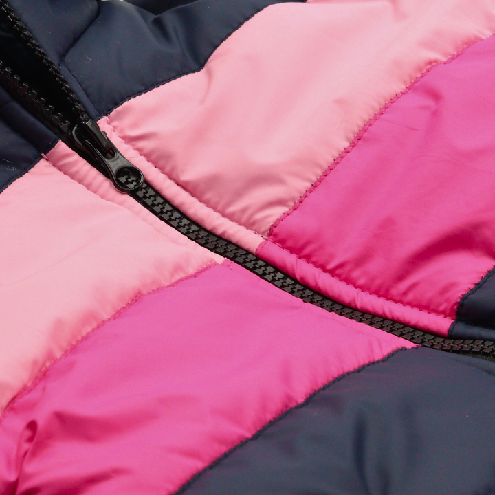 Pink Contrast Puffer Hooded Jacket - Girls Winter Jacket