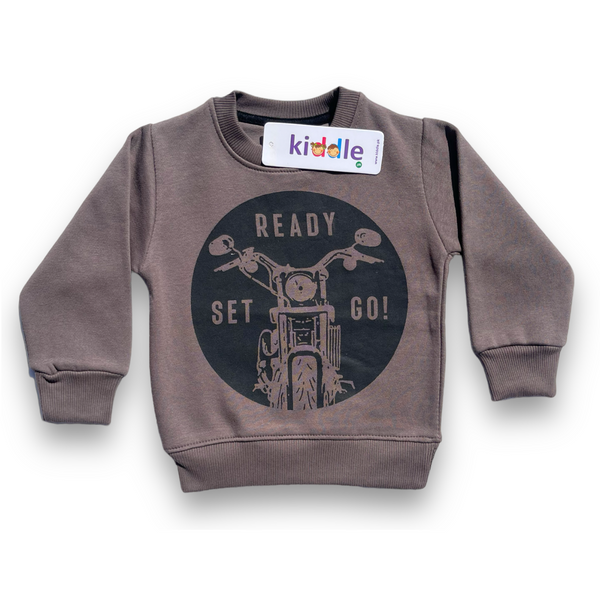 Ready Set Go Brown Fleece Sweatshirt -Sweatshirts in Pakistan - Winters - Kiddle