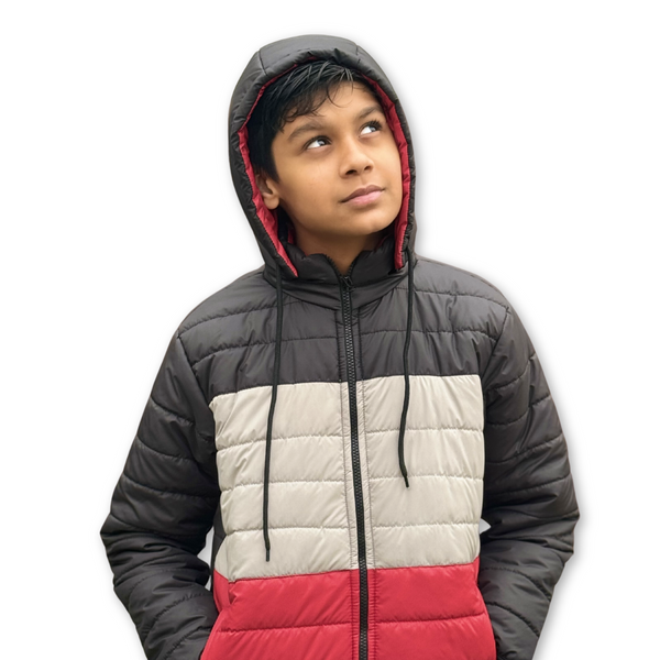 Red Contrast Puffer Hooded Jacket - Hoodie and Jacket - KiddleRed Contrast Puffer Hooded Jacket - Hoodie and Jacket - Kiddle