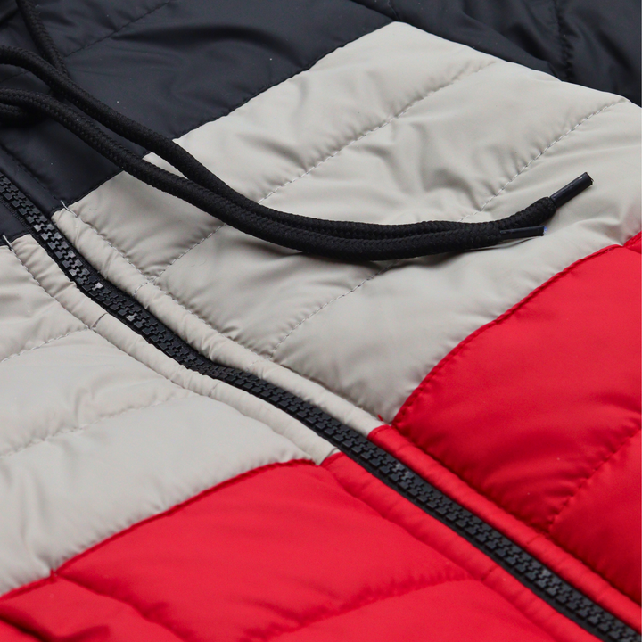 Red Contrast Puffer Hooded Jacket - Hoodie and Jacket - Kiddle