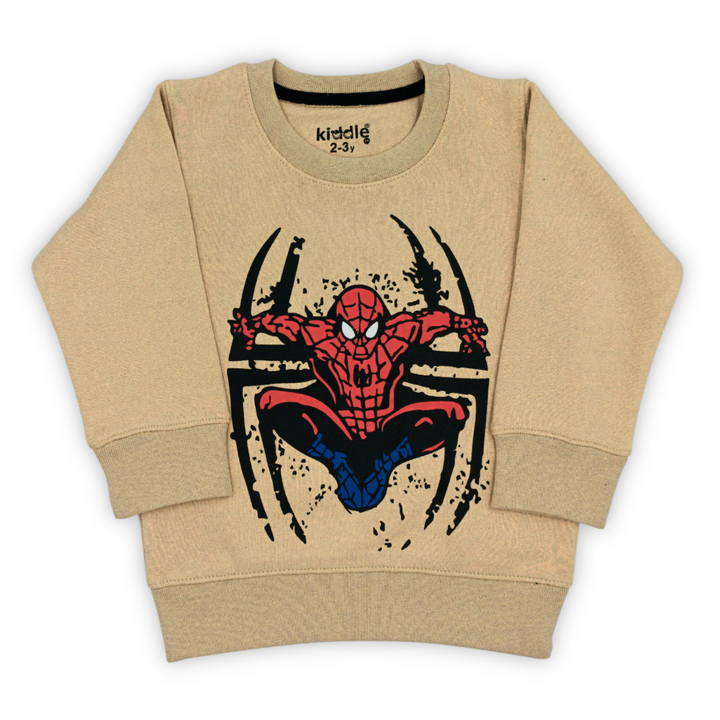 Spiderman Beige Fleece Tracksuit  - Kids Tracksuits - Winters - Kiddle