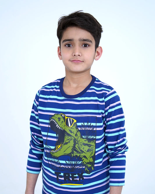 T-Rex Blue Stripes T-shirt