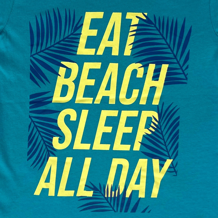 T-Shirt Eat Beach Sleep Blue - Summer T Shirts - Kiddle