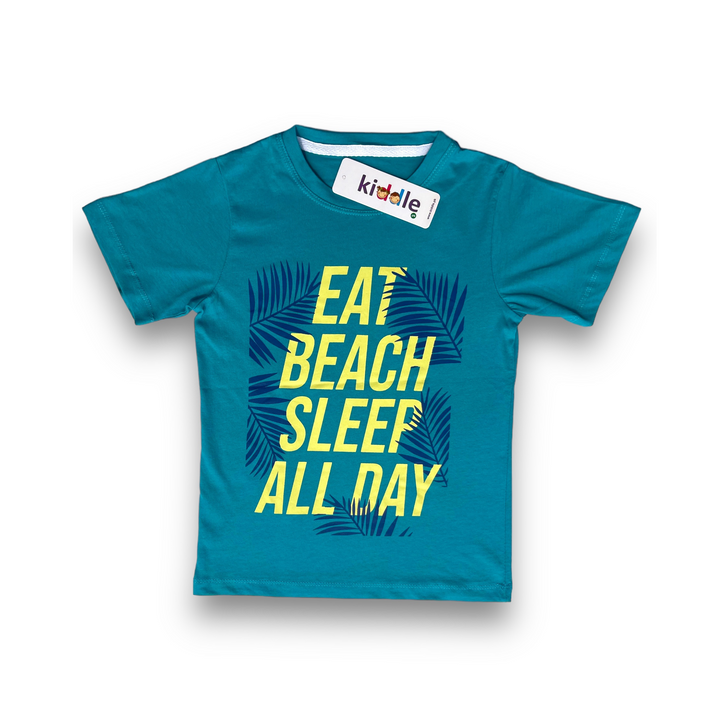 T-Shirt Eat Beach Sleep Blue - Summer T Shirts - Kiddle