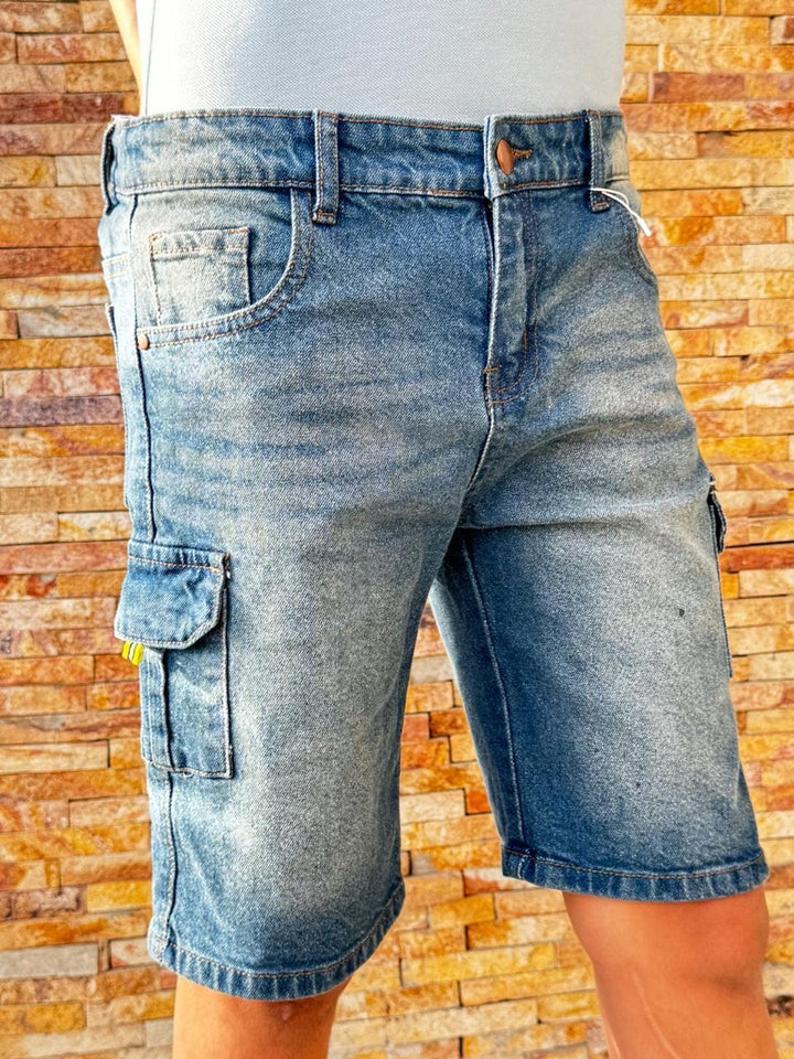 Denim Blue Shorts With Both Side Pockets - Denim Shorts