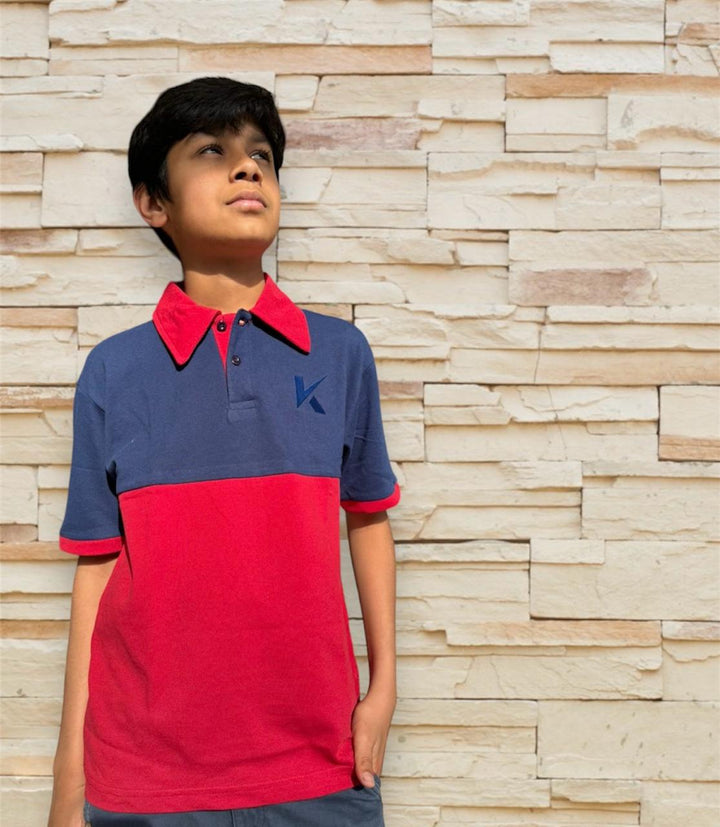 Polo Shirt Red & Navy Blue - Polo T Shirts in Lahore - Kiddle