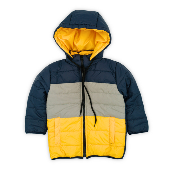 Yellow Contrast Puffer Hooded Jacket - Jackets in Karachi - Kiddle