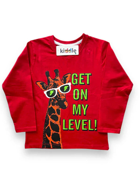 Cool Giraffe Full Sleeve T-shirt – Red
